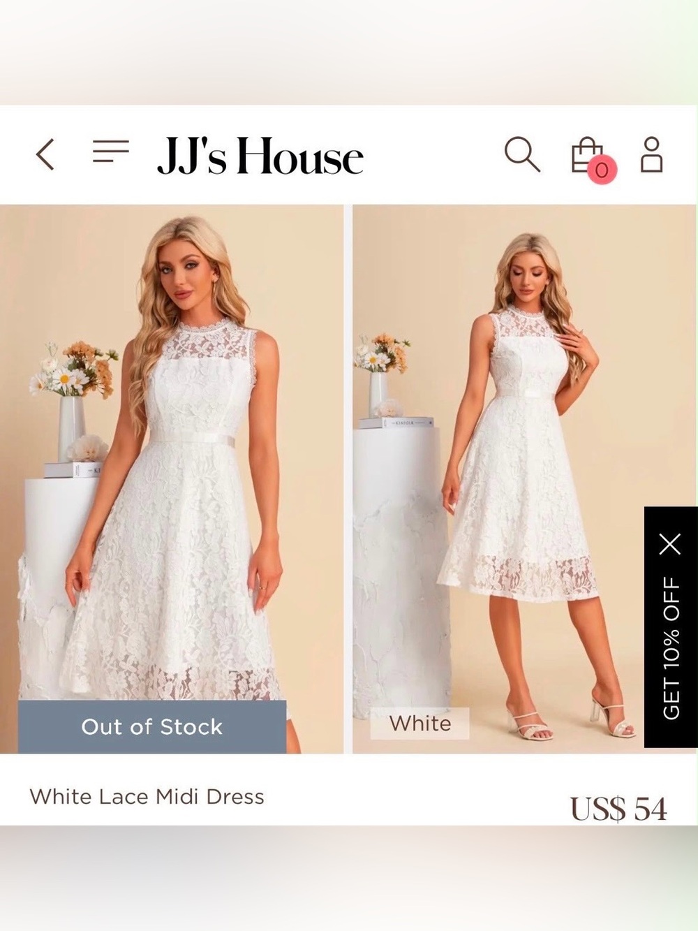 JJ's House White Lace A-Line Midi Dress